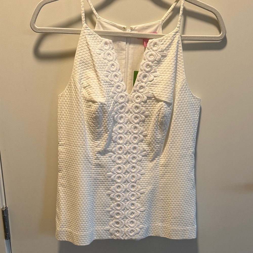 Lilly Pulitzer White Eyelet-Front Textured Camisole